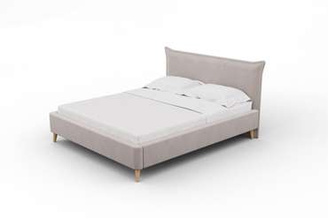 Кровать Олимпия 140x200 на деревянных ножках серо-бежевого цвета