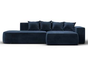 Угловой диван-кровать Лига-065 темно-синего цвета правый