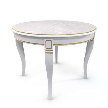 Раздвижной обеденный стол Кадис белого цвета с золотой патиной