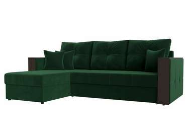 Угловой диван-кровать Валенсия зеленого цвета левый угол
