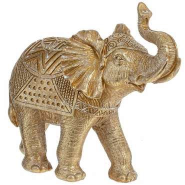 Фигурка декоративная Слон на удачу золотого цвета