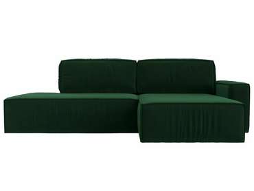 Угловой диван-кровать Прага модерн темно-зеленого цвета правый угол