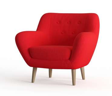 Кресло Cloudy в обивке из рогожки красного цвета
