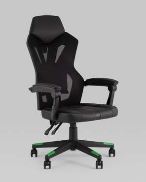 Кресло спортивное Top Chairs Айронхайд черного цвета с зелеными вставками