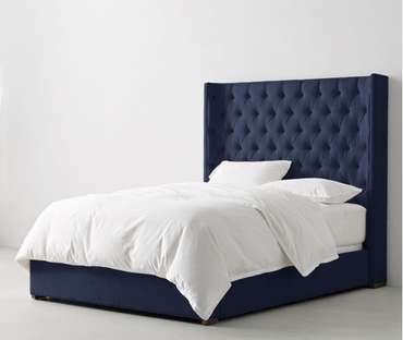 Кровать Zadie tufted 200х200 темно-синего цвета