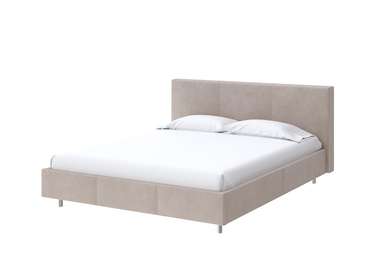 Кровать Novo 140х200 в обивке из велюра бежевого цвета