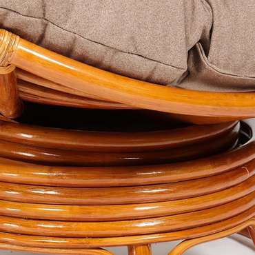 Кресло-качалка Papasan Cognac с подушкой коричневого цвета