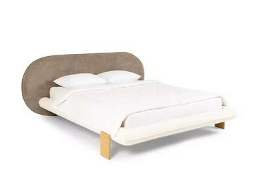 Кровать Softbay 160х200 бело-коричневого цвета без подъемного механизма