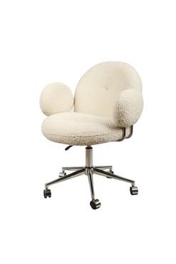 Кресло офисное Клауд молочно-серебристого цвета