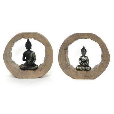Декоративная фигура DKD Home Decor Чёрный Натуральный Будда 20,5 x 6 x 18,5 cm (2 штук)