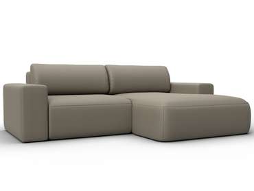 Угловой диван-кровать Лига-036 Классик бежевого цвета правый (экокожа)