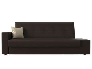 Диван-кровать Лига 020 темно-коричневого цвета со столиком справа (экокожа)