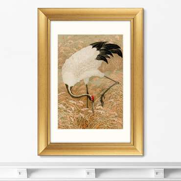 Репродукция картины в раме Sarus crane in rice field, 1884г.