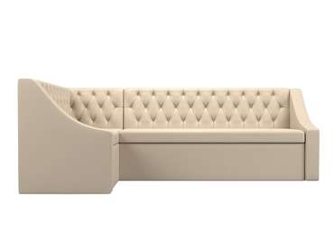 Угловой диван-кровать Мерлин бежевого цвета (экокожа) левый угол
