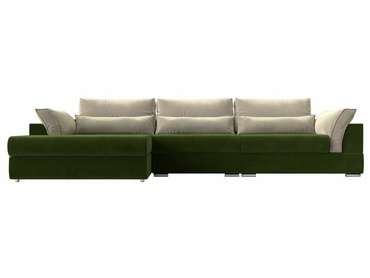 Угловой диван-кровать Пекин Long бежево-зеленого цвета угол левый