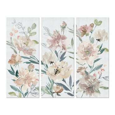 Картина Цветы 55 x 3 x 135 cm Shabby Chic (3 Предметы)