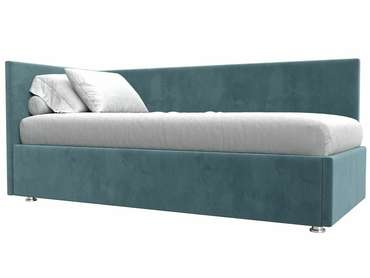 Кровать Лига 039 бирюзового цвета с подъемным механизмом левая