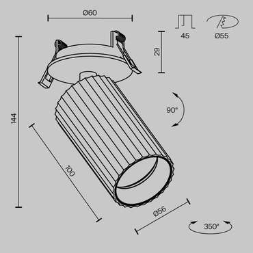 Встраиваемый светильник Technical C110CL-01-GU10-BS Calipso Ceiling