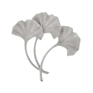 Декор настенный Leaf серебряного цвета
