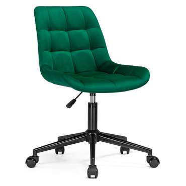 Офисный стул Честер изумрудного цвета с черным основанием