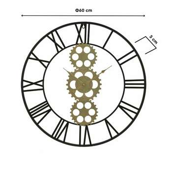 Часы настенные из металла черно-золотого цвета