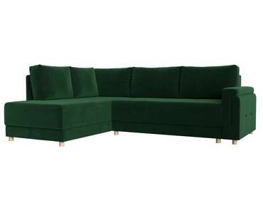 Угловой диван-кровать Лига 024 зеленого цвета левый угол