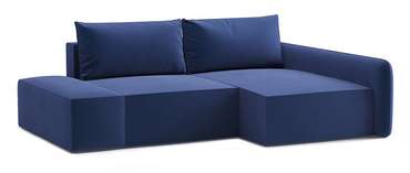 Угловой диван-кровать Портленд темно-синего цвета правый