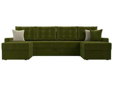 Угловой диван-кровать Ливерпуль зеленого цвета