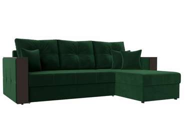 Угловой диван-кровать Валенсия зеленого цвета правый угол