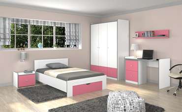 Кровать с выдвижным ящиком для хранения Дельта Сильвер 120х200 розового цвета
