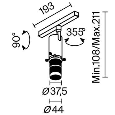 Трековый светильник Technical TR108-2-10W3K-B Gala Магнитная трековая система 23мм EXILITY