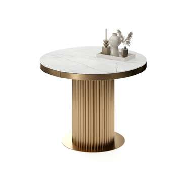 Раздвижной обеденный стол Меб S со столешницей цвета пыльно-белый мрамор