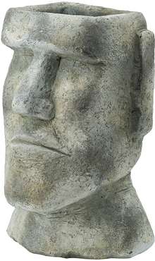 Кашпо в виде статуи с острова Пасхи серого цвета
