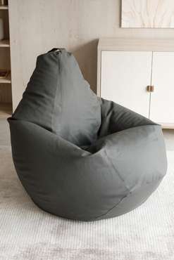 Кресло-мешок Груша 2XL в обивке из экокожи серого цвета