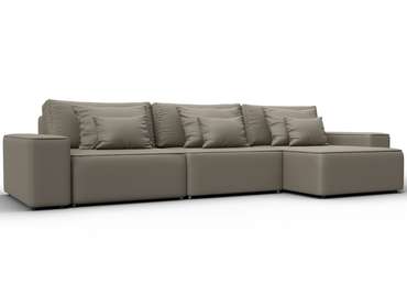 Угловой диван-кровать Лига-074 бежевого цвета (экокожа)