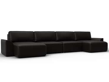 Угловой диван-кровать Лига-048 лонг темно-коричневого цвета (экокожаа)