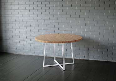Обеденный стол Oak Round Plus бело-коричневого цвета