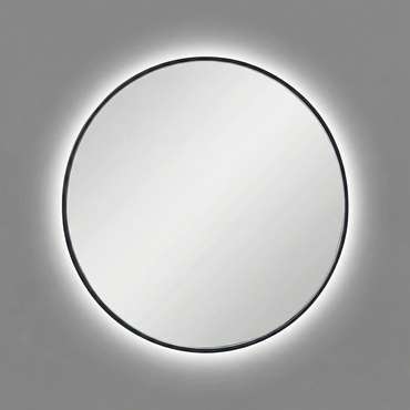 Настенное зеркало Ala L D70 в раме черного цвета с подсветкой