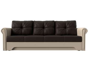 Прямой диван-кровать Европа коричнево-бежевого цвета (экокожа)