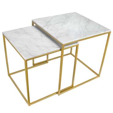 Набор из двух журнальных столиков МеталлАрт М002 бело-золотого цвета