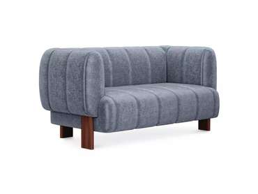 Диван Cassis М синего цвета с коричневыми ножками  