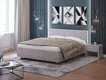 Кровать без основания Diamo 140х200 серого цвета (велюр)