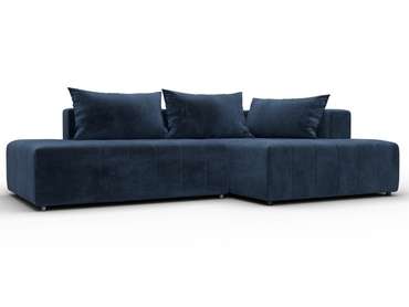 Угловой диван-кровать Лига-103 темно-синего цвета правый
