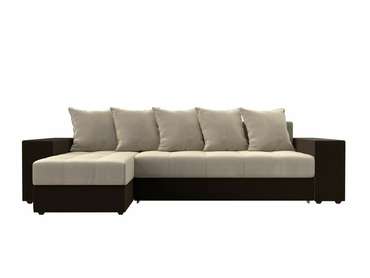 Угловой диван-кровать Дубай бежево-коричневого цвета левый угол