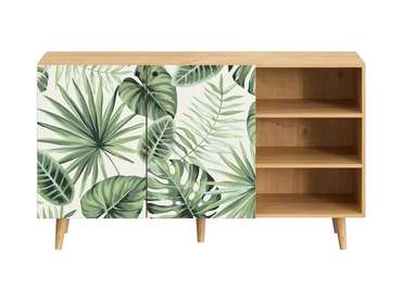 Комод Frida с принтом Monstera на деревянных ножках