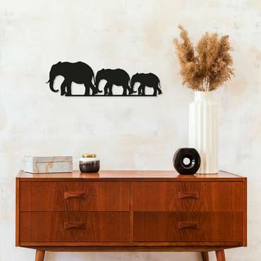 Настенный декор Слоны 15x50 черного цвета