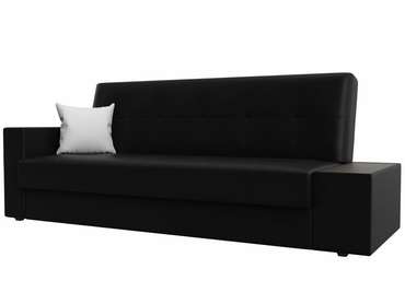 Диван-кровать Лига 020 черного цвета со столиком справа (экокожа)