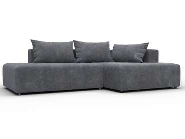 Угловой диван-кровать Лига-103 серого цвета правый