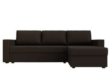 Угловой диван-кровать Траумберг Лайт коричневого цвета правый угол (экокожа)