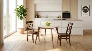 Обеденная группа Сканди 100 со стульями цвета орех